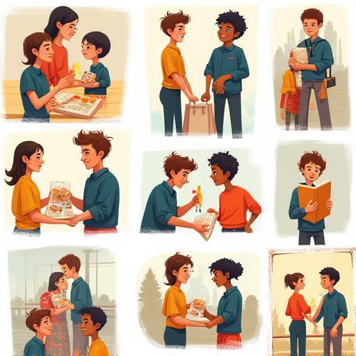 Set of digital illustrations for an online publication sample